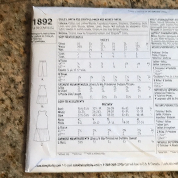 BNWT simplicity pattern- mommy and me dress - Picture 3 of 4